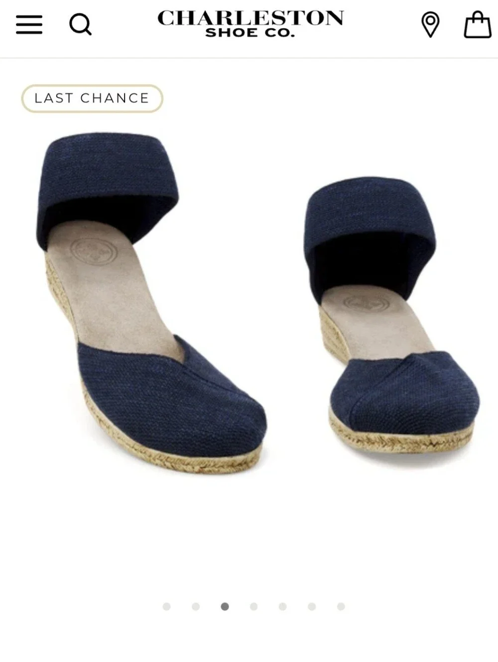 Charleston Shoe Co. Chloe Low Espadrille Wedge Sandal Navy Blue - 9